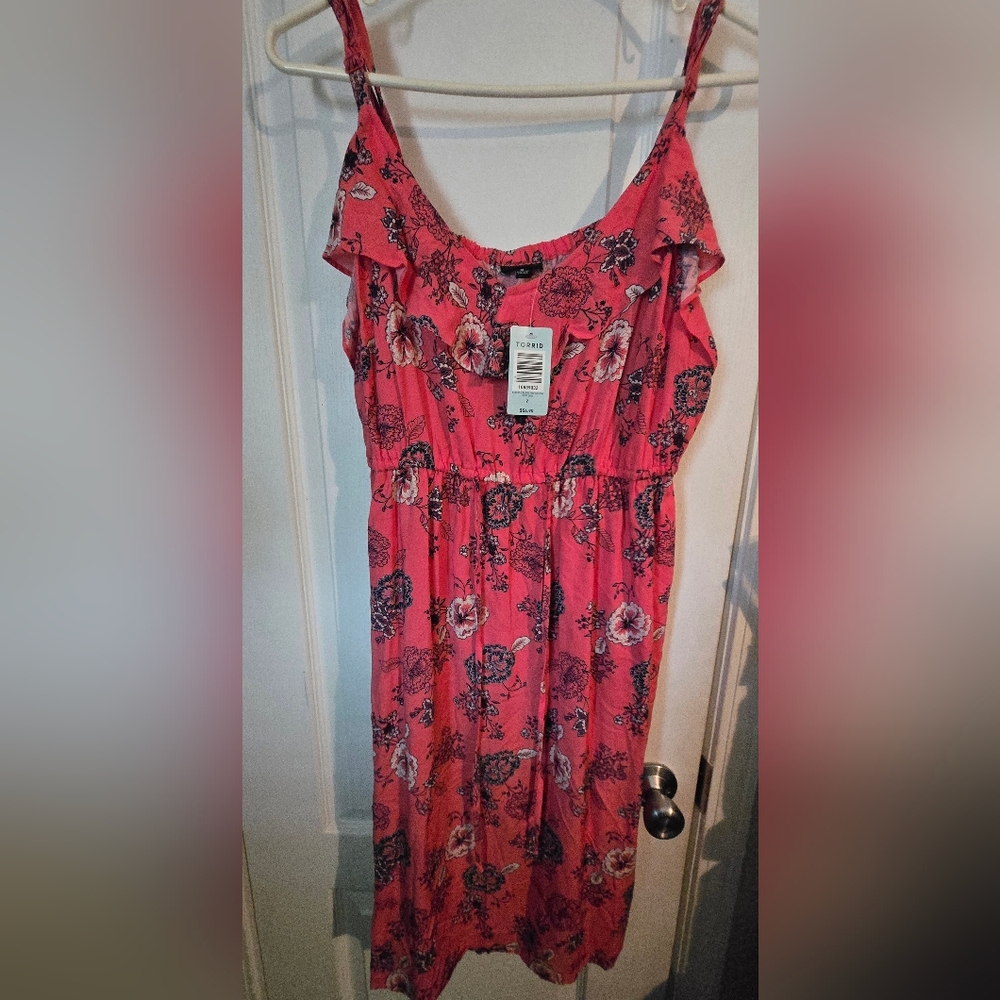 torrid Coral Pink Floral Off-Shoulder Maxi Dress 2X